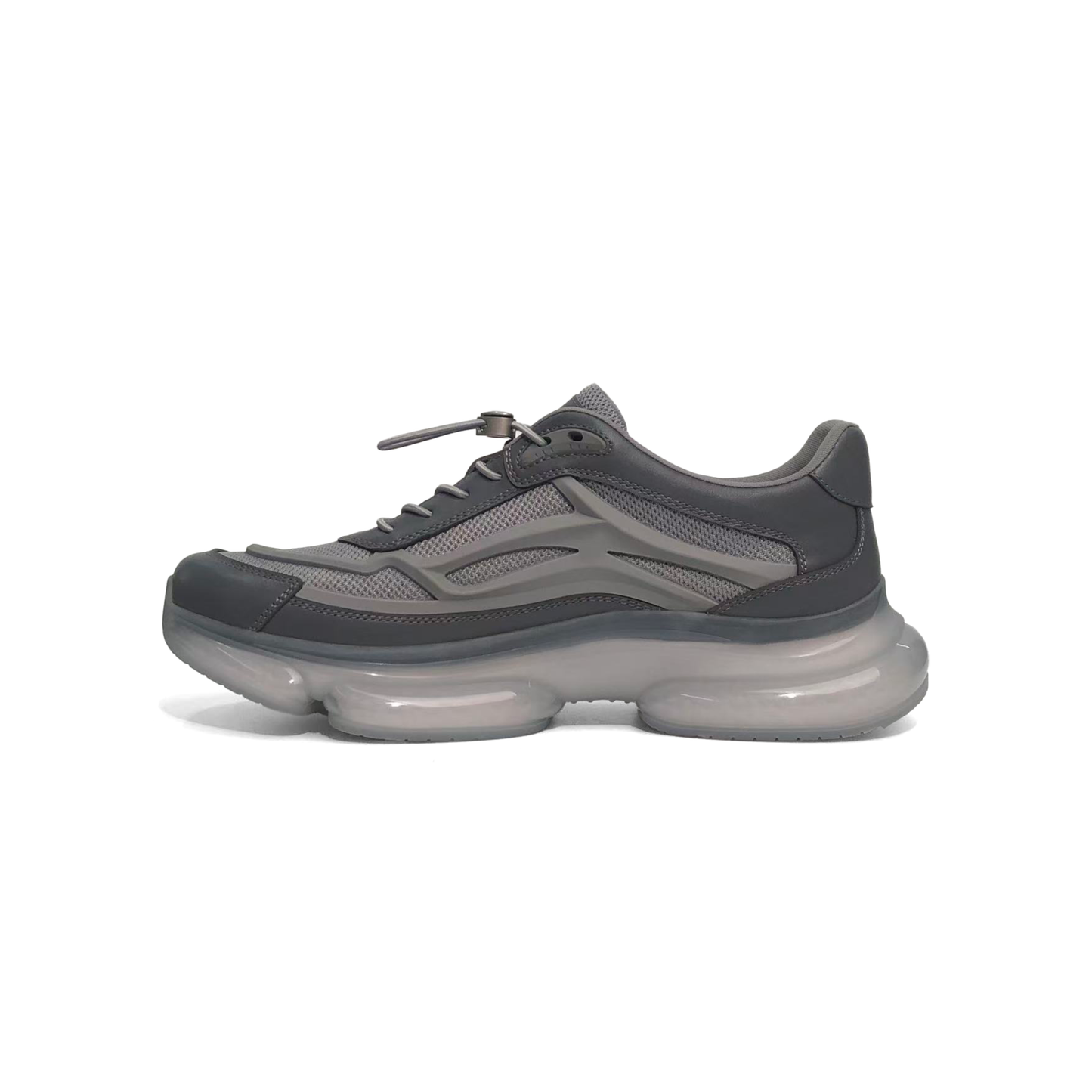 LAILE Gradient Gray Men's Casual Sneakers Thick Sole Height-Increasing Breathable Mesh