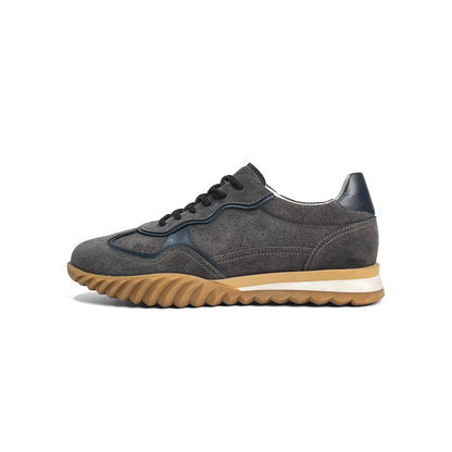 LAILE Contrast White Trim Perforated Suede Wave Gum Sole Retro Trainers