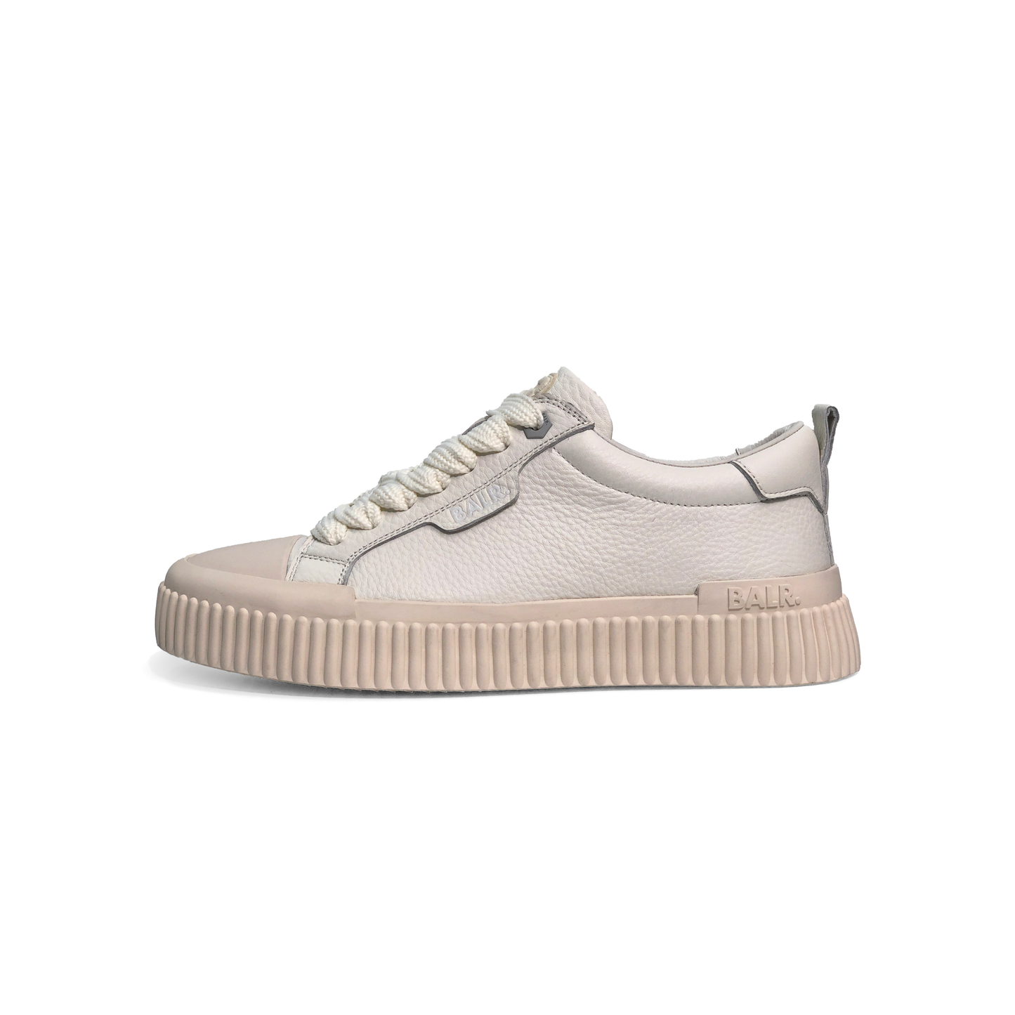LAILE Pebble Grain Leather Ribbed Shell Toe Platform Skate Sneakers