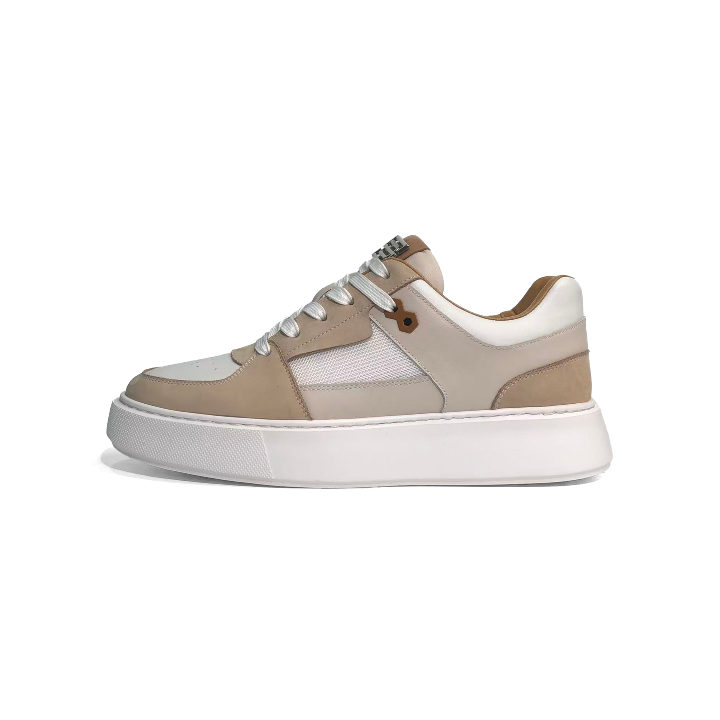 LAILE Multi-Panel Leather Mesh Platform Court Sneakers