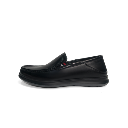 LAILE High Gloss Smooth Leather Slip-On Moc Toe Loafers