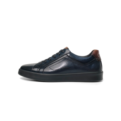 LAILE Mirror Polished Perforated Side Panel Platform Business Sneakers