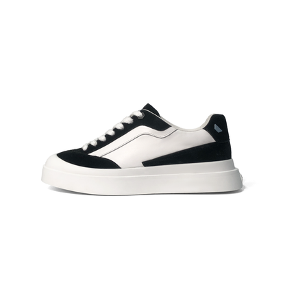 LAILE Tri-Tone Mixed Material Platform Skate Sneakers
