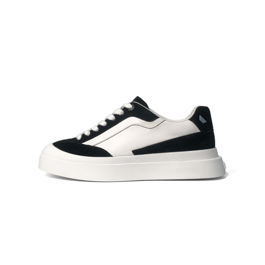 LAILE Tri-Tone Mixed Material Platform Skate Sneakers