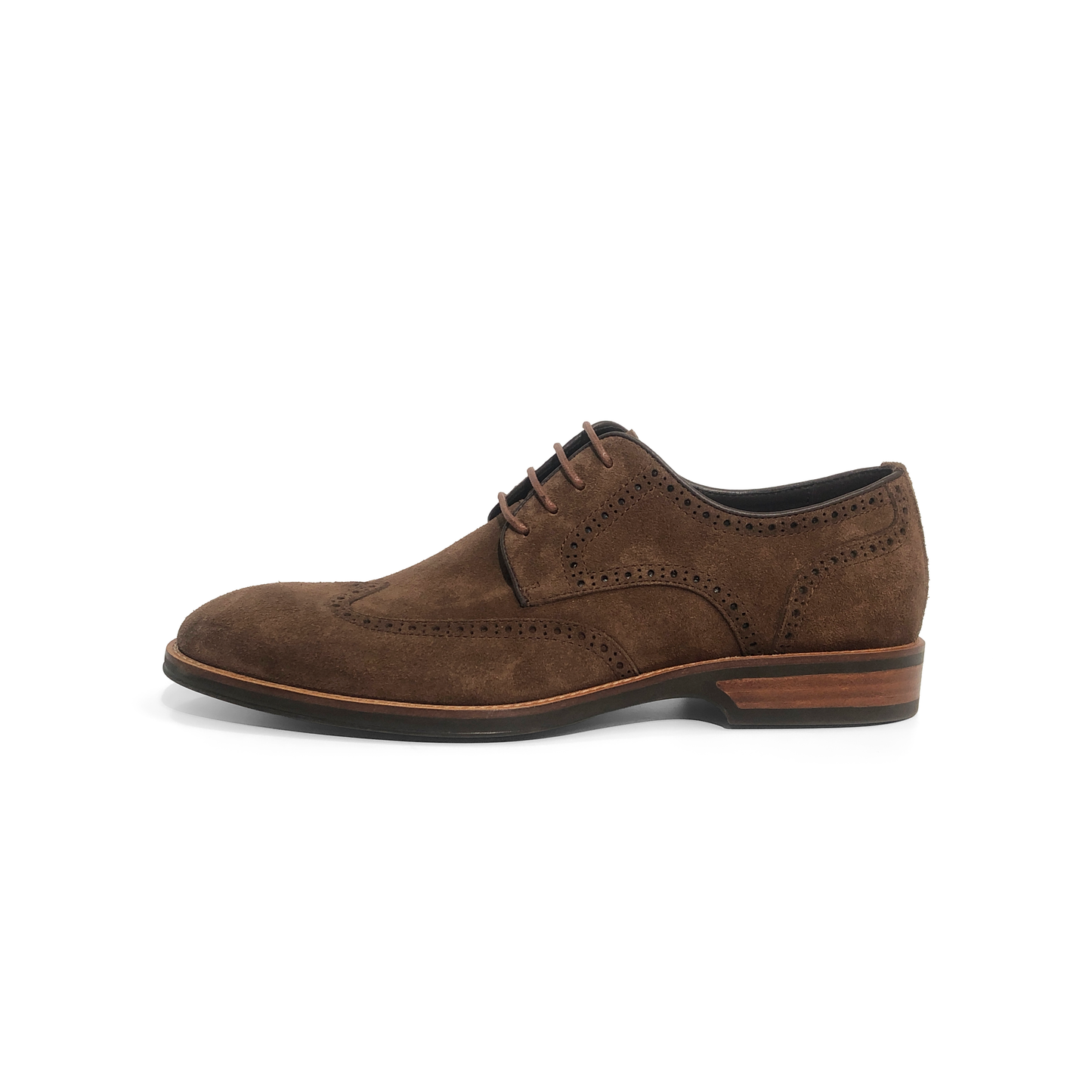 LAILE Matte Nubuck Suede Full Brogue Wingtip Oxford Dress Shoes