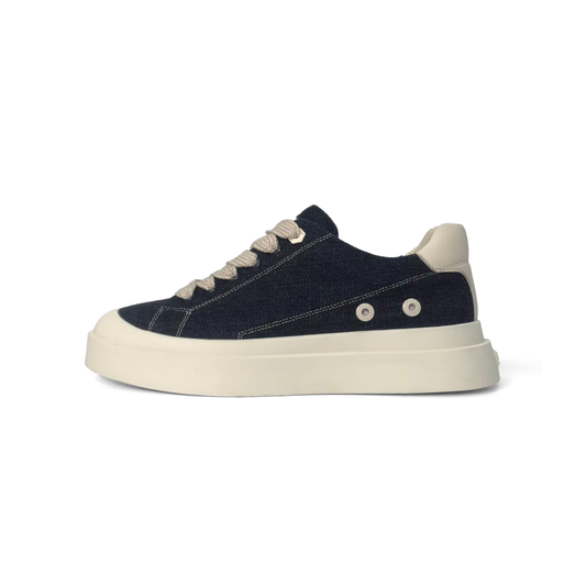 LAILE Heavy Raw Denim Canvas Platform Skate Sneakers