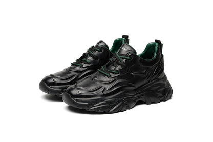 LAILE PhantomWave Leather Sneakers – Sculpted Sole, Futuristic Street Design