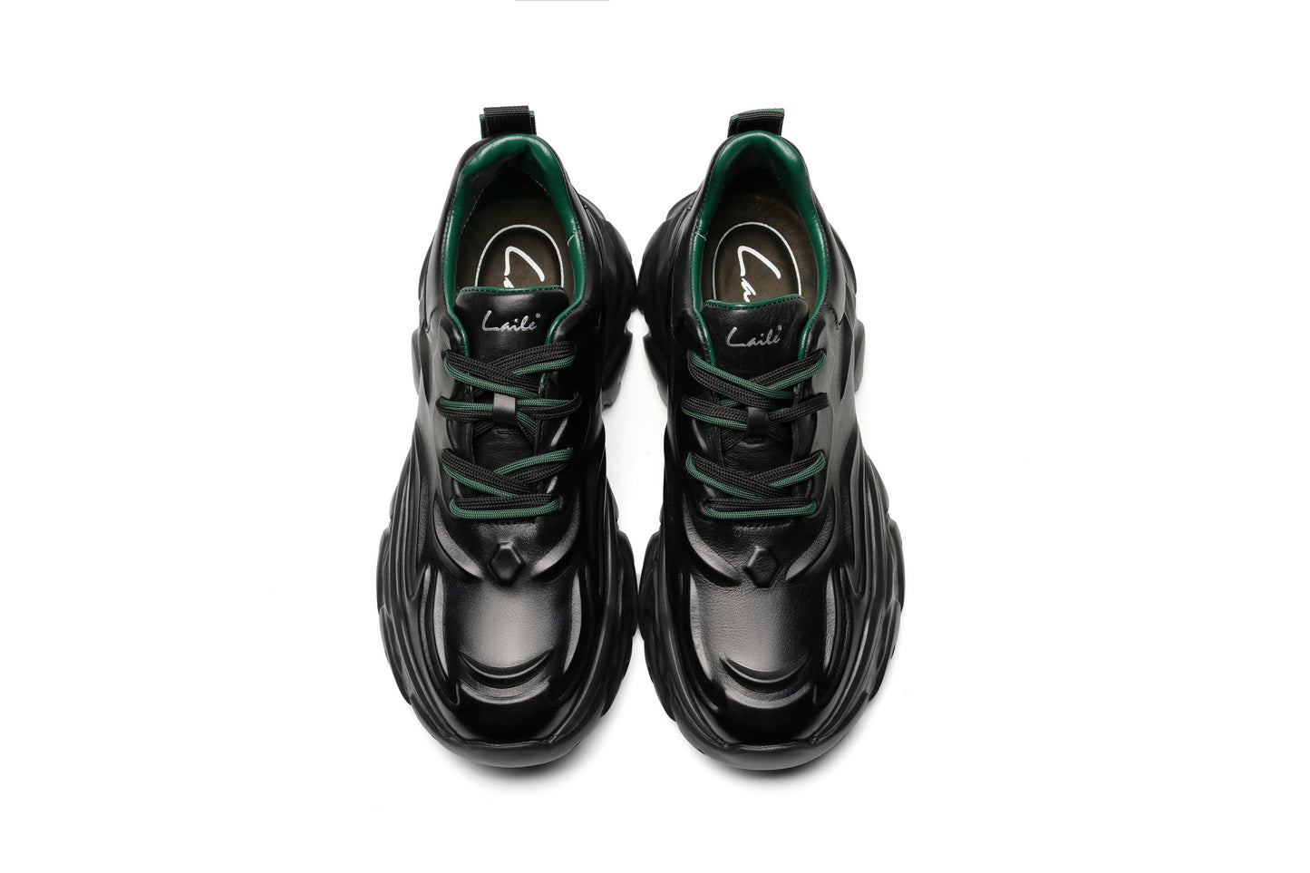 LAILE PhantomWave Leather Sneakers – Sculpted Sole, Futuristic Street Design