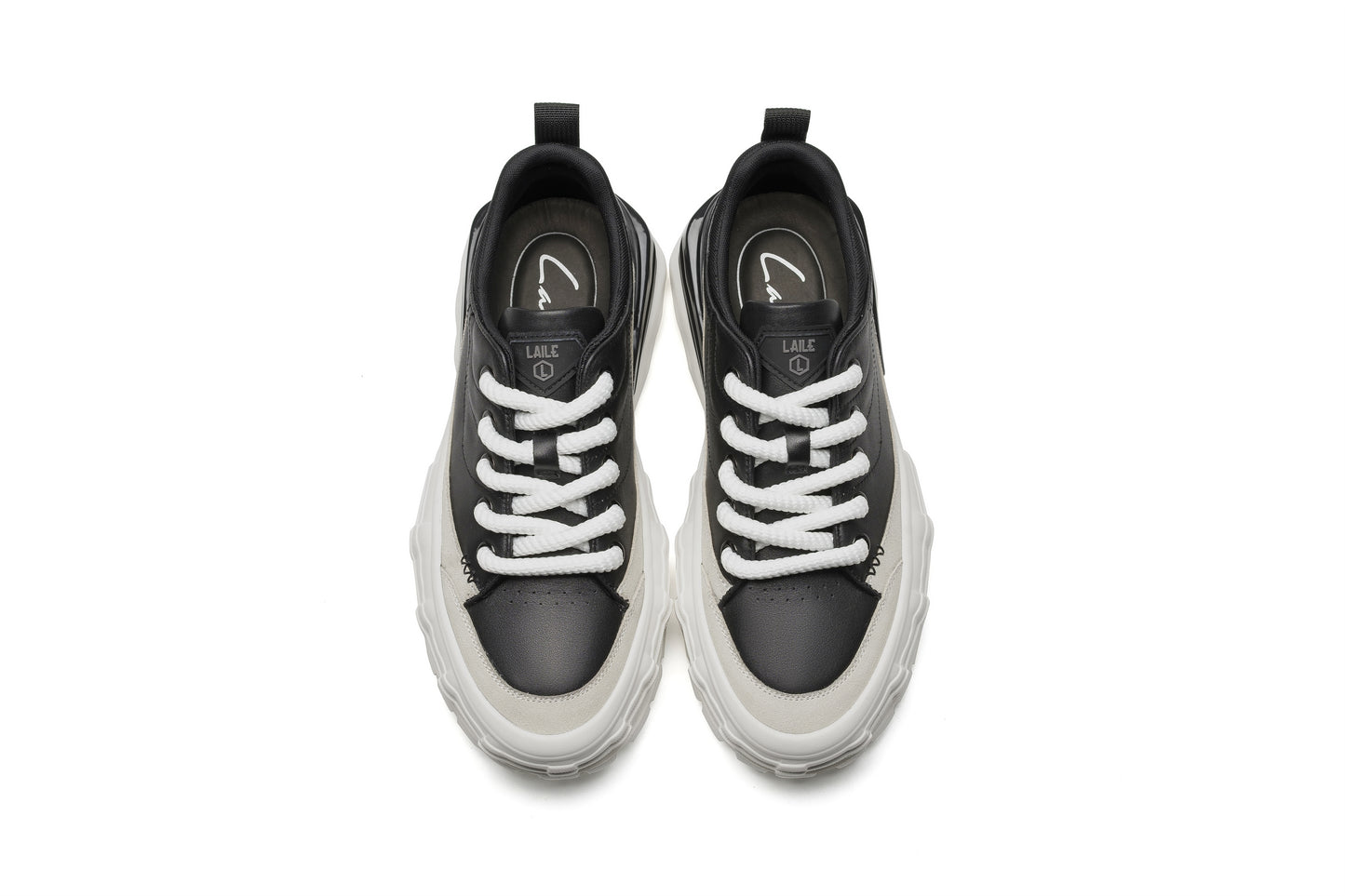 LAILE Urban Form Sneakers – Sculpted Sole, Monochrome Statement