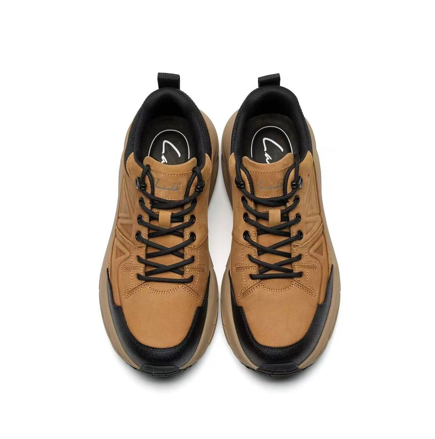LAILE first layer cowhide thick sole height increase casual shoes men's