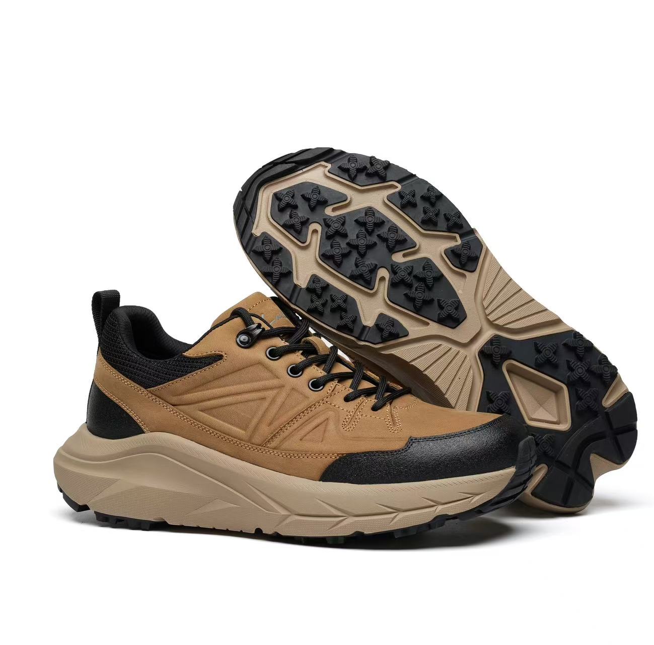 LAILE first layer cowhide thick sole height increase casual shoes men's