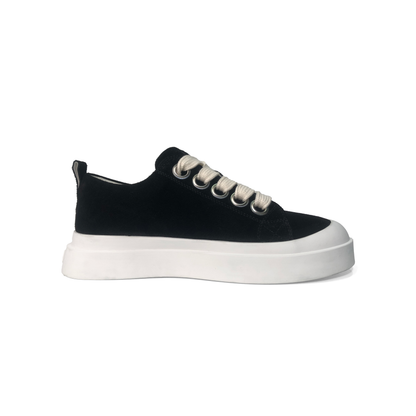 Laile Minimal Retro Suede Stacked Platform Sneaker 