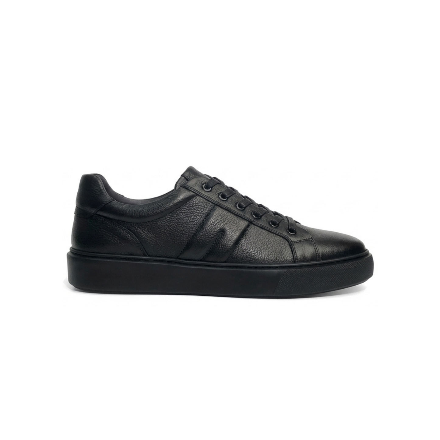 LAILE Natural Pebble Grain Leather Geometric Embossed Strap Platform Business Sneakers