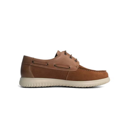LAILE Micro Perforated Full Grain Leather Moc Toe Boat Shoes