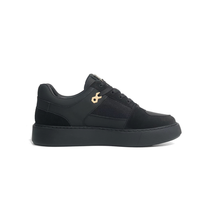 LAILE Multi-Panel Leather Mesh Platform Court Sneakers
