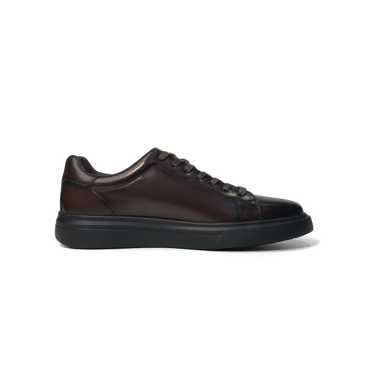 LAILE Plain Full-Grain Gloss Cowhide Low Top Lifestyle Board Shoe