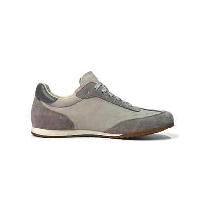 LAILE Dual Tone Suede & Woven Canvas Flat Gum Sole Retro Trainers