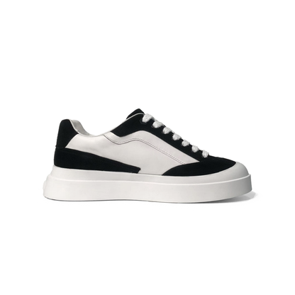 LAILE Tri-Tone Mixed Material Platform Skate Sneakers