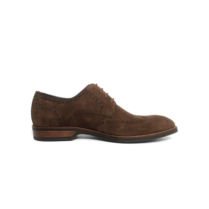 LAILE Matte Nubuck Suede Full Brogue Wingtip Oxford Dress Shoes