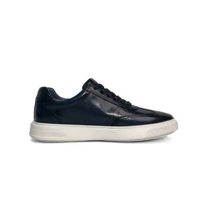 LAILE Burnished Full Grain Leather Low Platform Business Sneakers