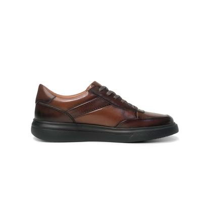 LAILE Hand Gradient Burnished Multi-Split Panel Platform Business Sneakers