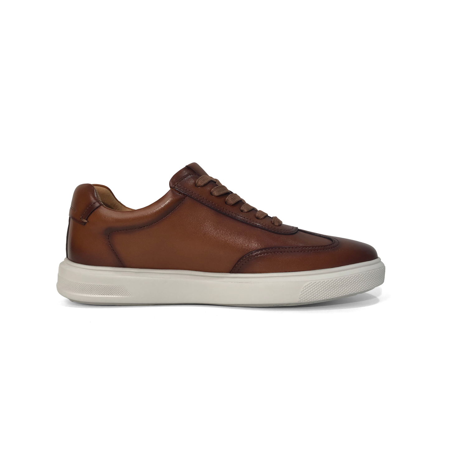 LAILE Burnished Full Grain Leather Low Platform Business Sneakers
