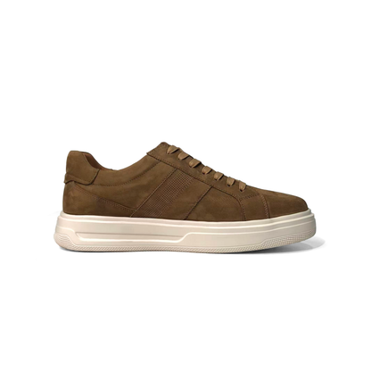 LAILE Matte Nubuck Perforated Stripe Platform Skate Sneakers