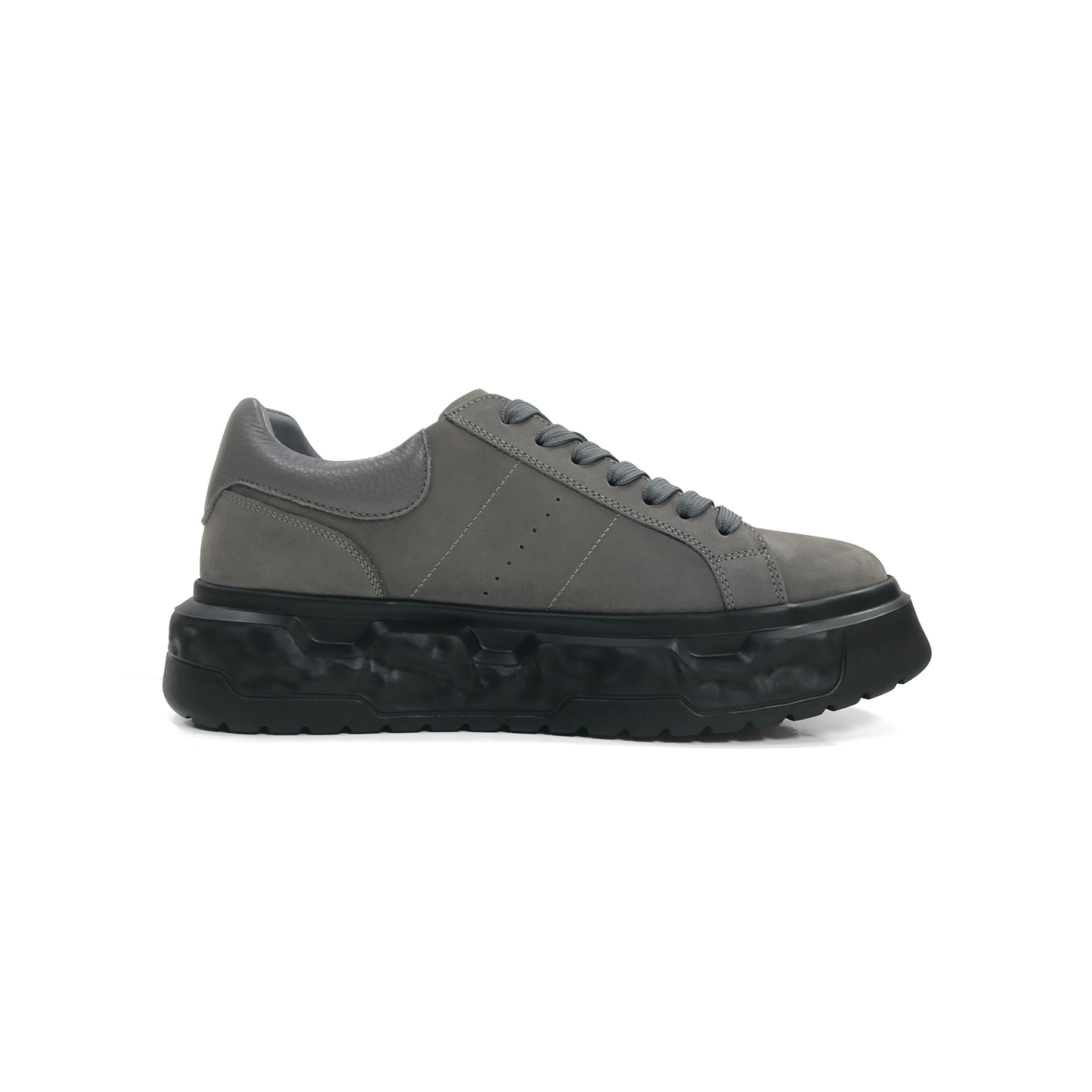 LAILE Full Grain Polished Leather Wavy Sculpted Platform Skate Sneakers