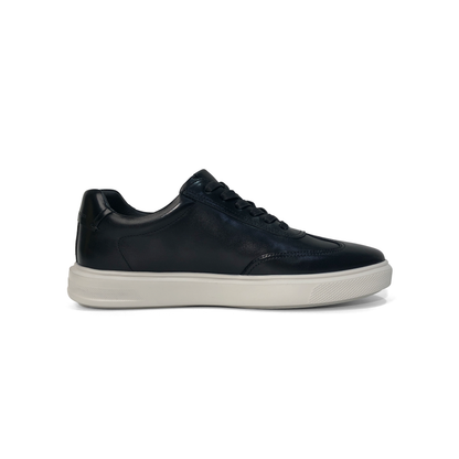 LAILE Burnished Full Grain Leather Low Platform Business Sneakers