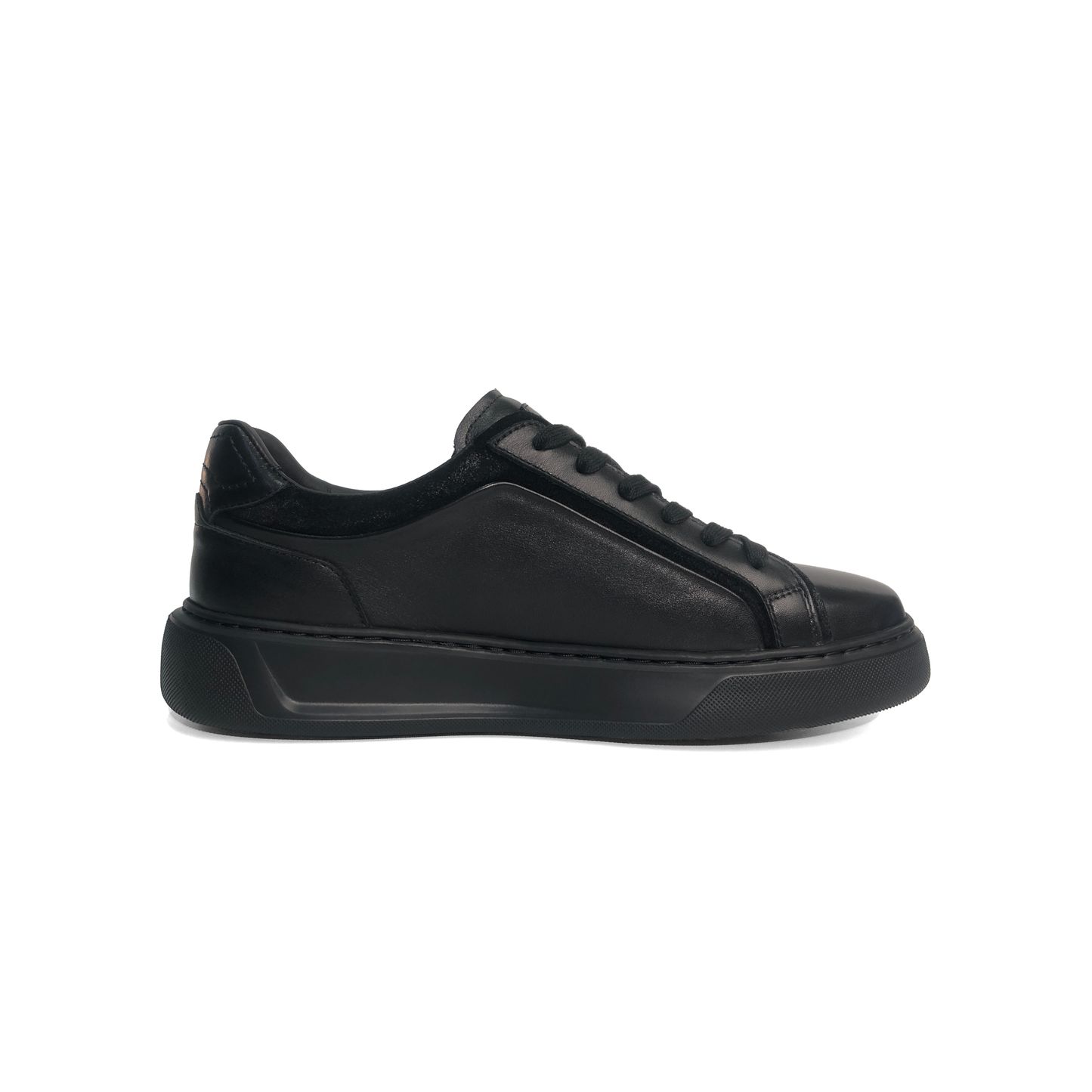 LAILE Polished Full Grain & Matte Nubuck Hybrid Platform Skate Sneakers