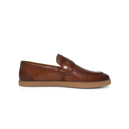 LAILE Micro Perforated Penny Moc Slip-On Loafers