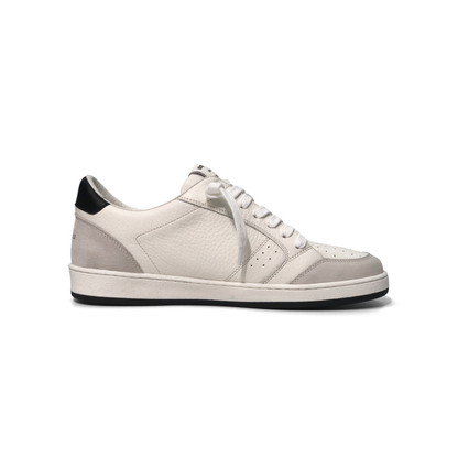 LAILE Pebble Grain Leather & Matte Nubuck Hybrid Low-Top Court Sneakers