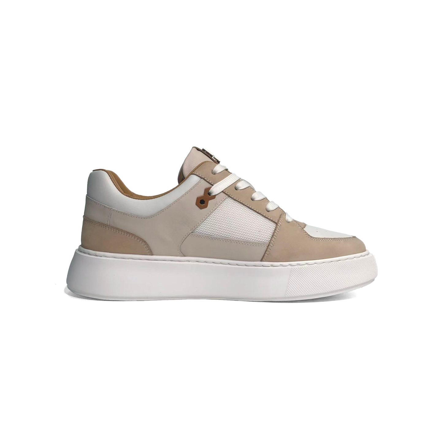 LAILE Multi-Panel Leather Mesh Platform Court Sneakers