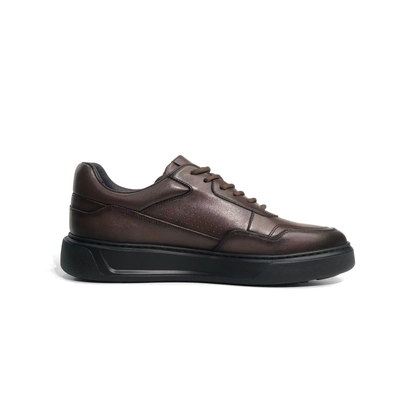 LAILE Smooth Full Grain Leather Platform Business Sneakers