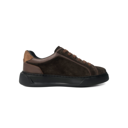 LAILE Polished Full Grain & Matte Nubuck Hybrid Platform Skate Sneakers