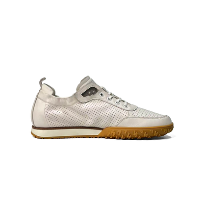 LAILE Full Micro Perforated Leather Toggle Quick Lace Retro Gum Sole Trainers