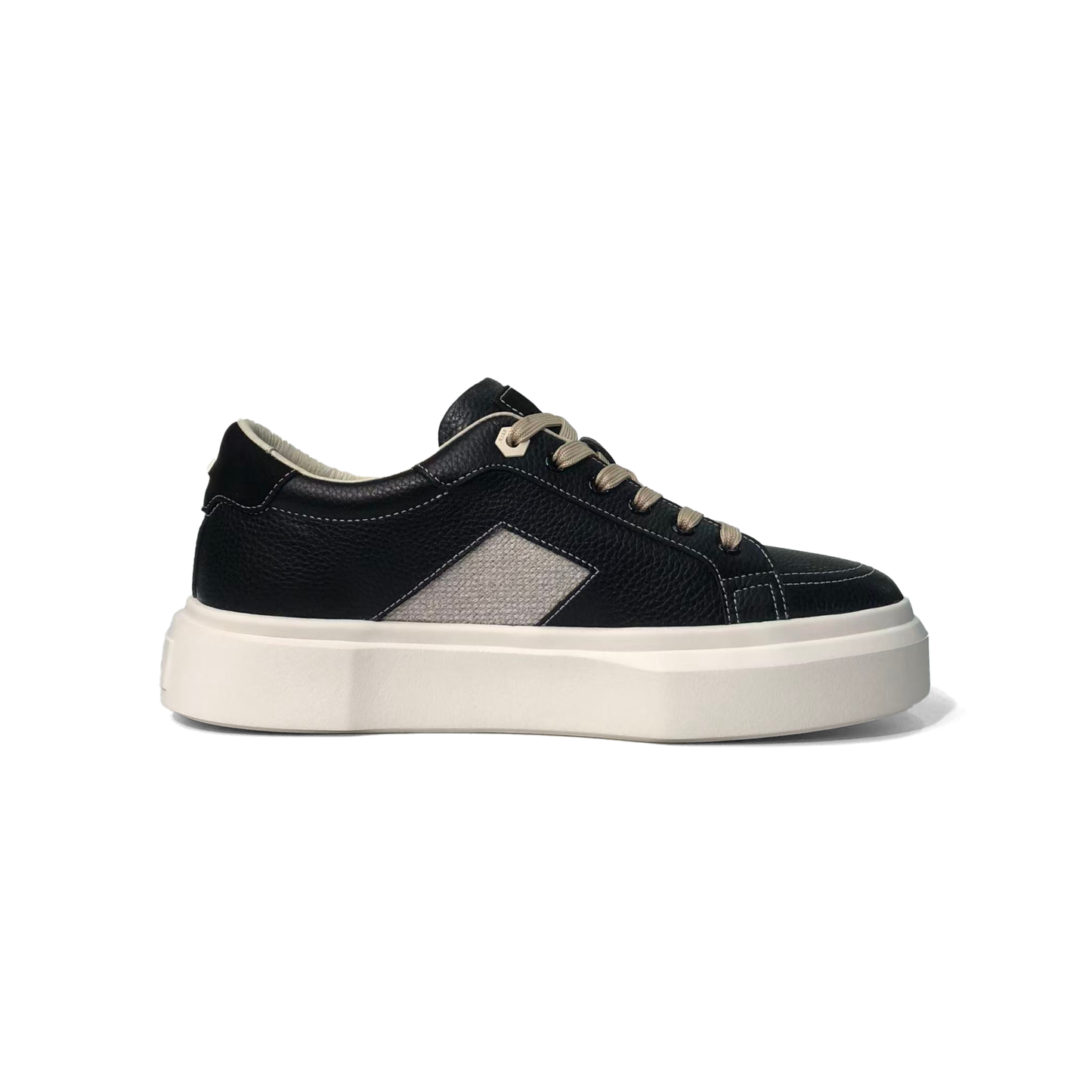LAILE Pebble Grain Leather & Woven Fabric Hybrid Platform Skate Sneakers