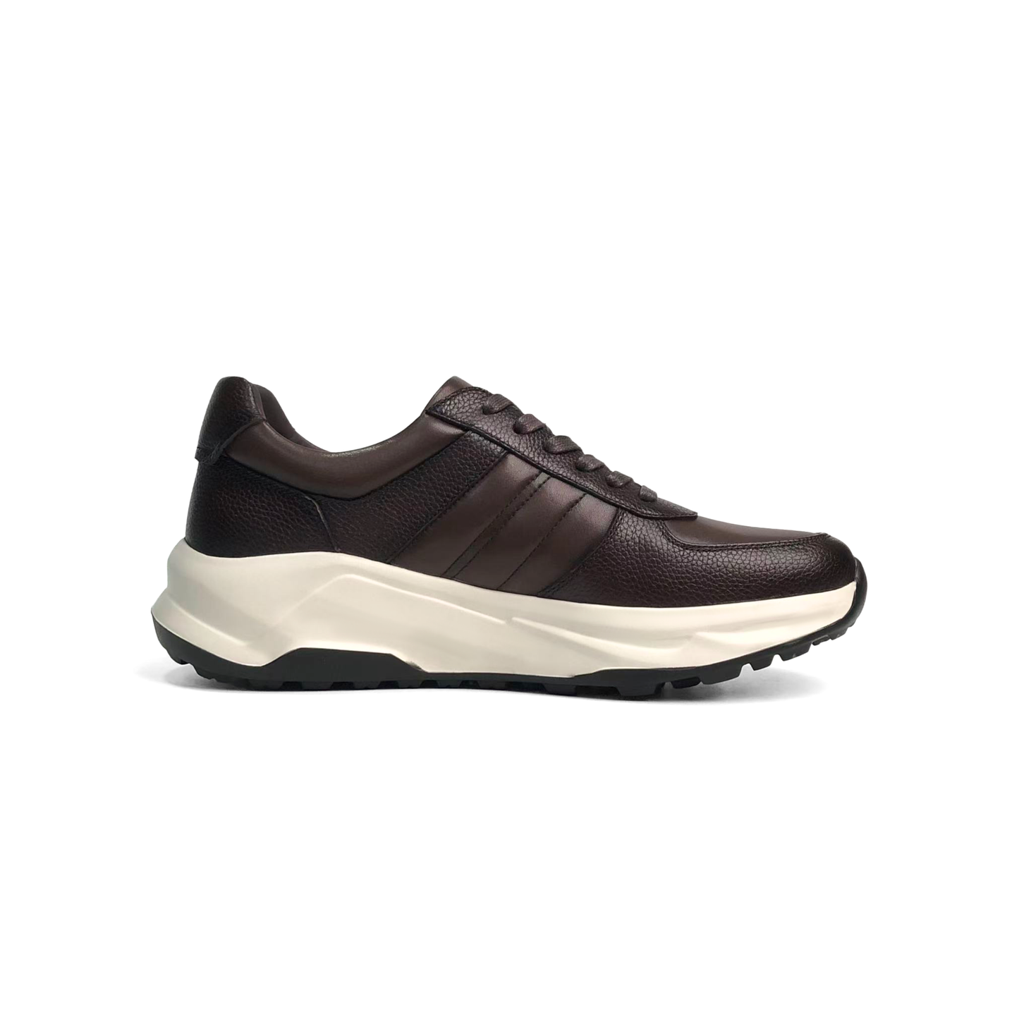 LAILE Dual Texture Pebble & Smooth Leather Wedge Platform Business Trainers