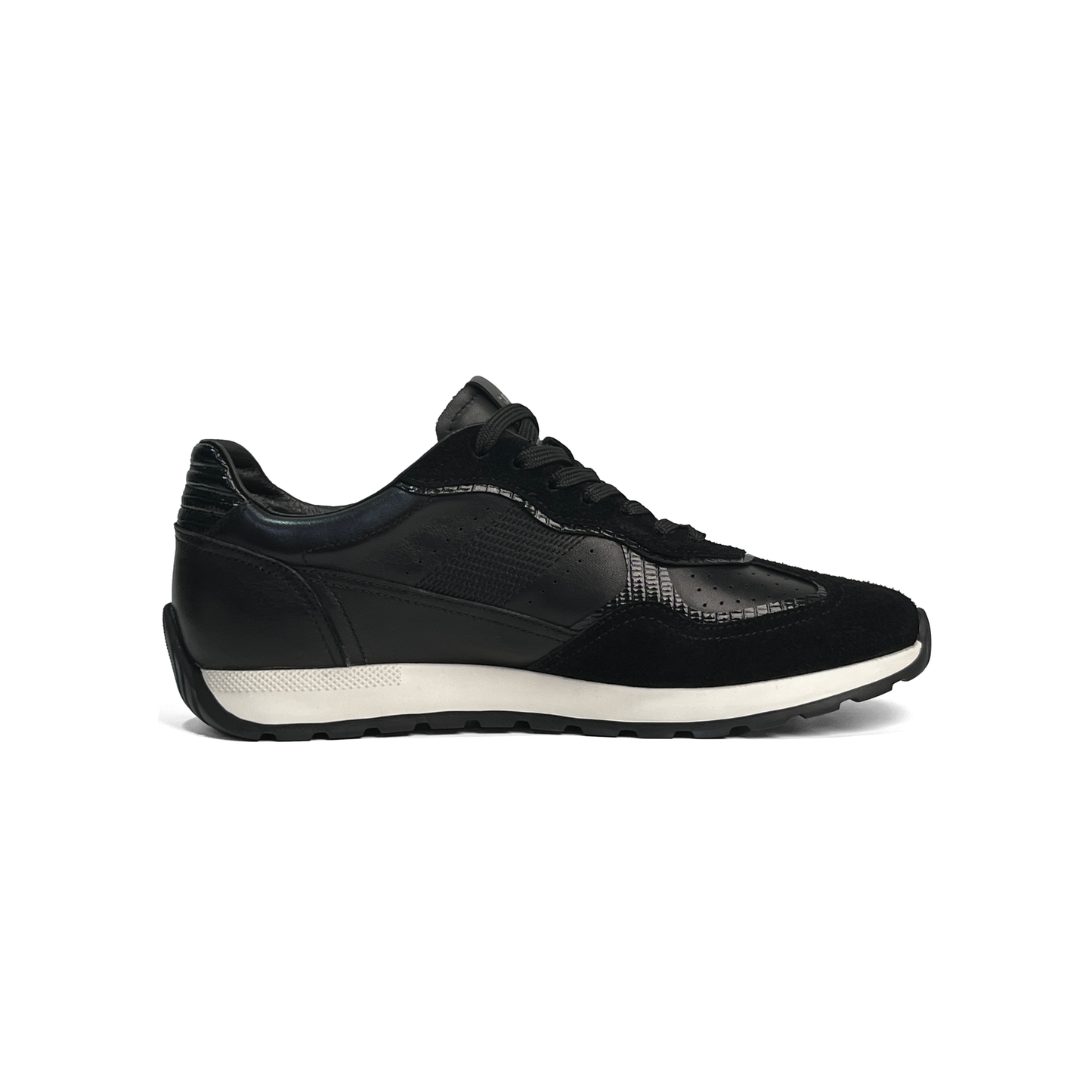 LAILE Multi-Material Perforated Retro Flat Platform Trainers