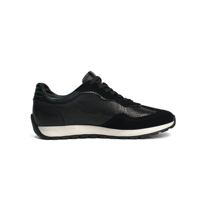 LAILE Multi-Material Perforated Retro Flat Platform Trainers