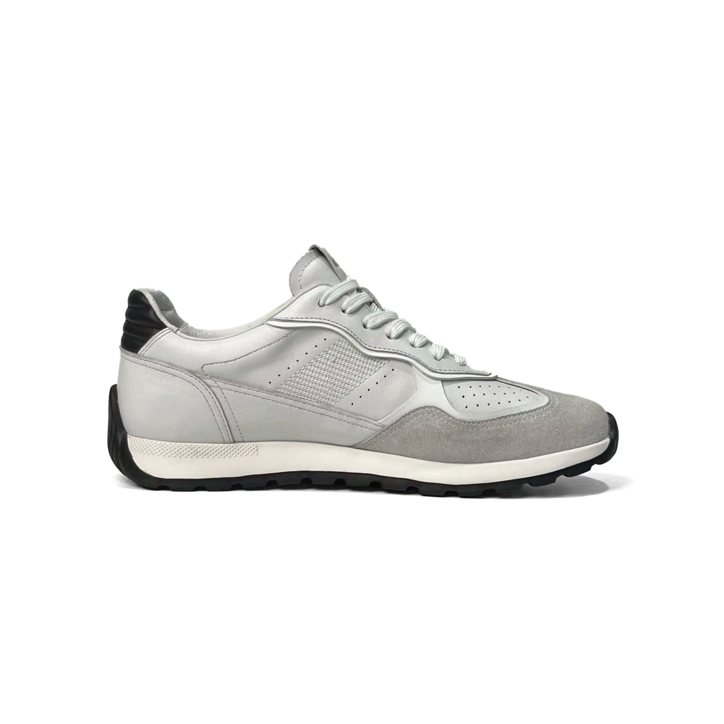 LAILE Multi-Material Perforated Retro Flat Platform Trainers