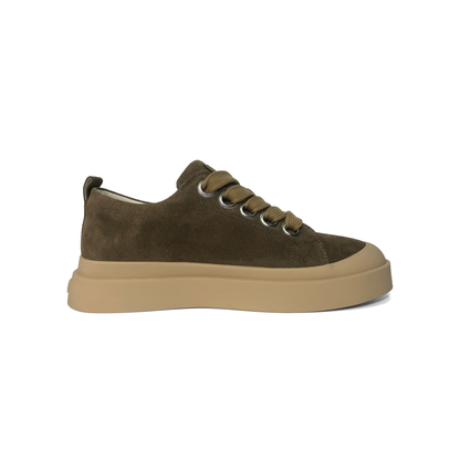 Laile Minimal Retro Suede Stacked Platform Sneaker 
