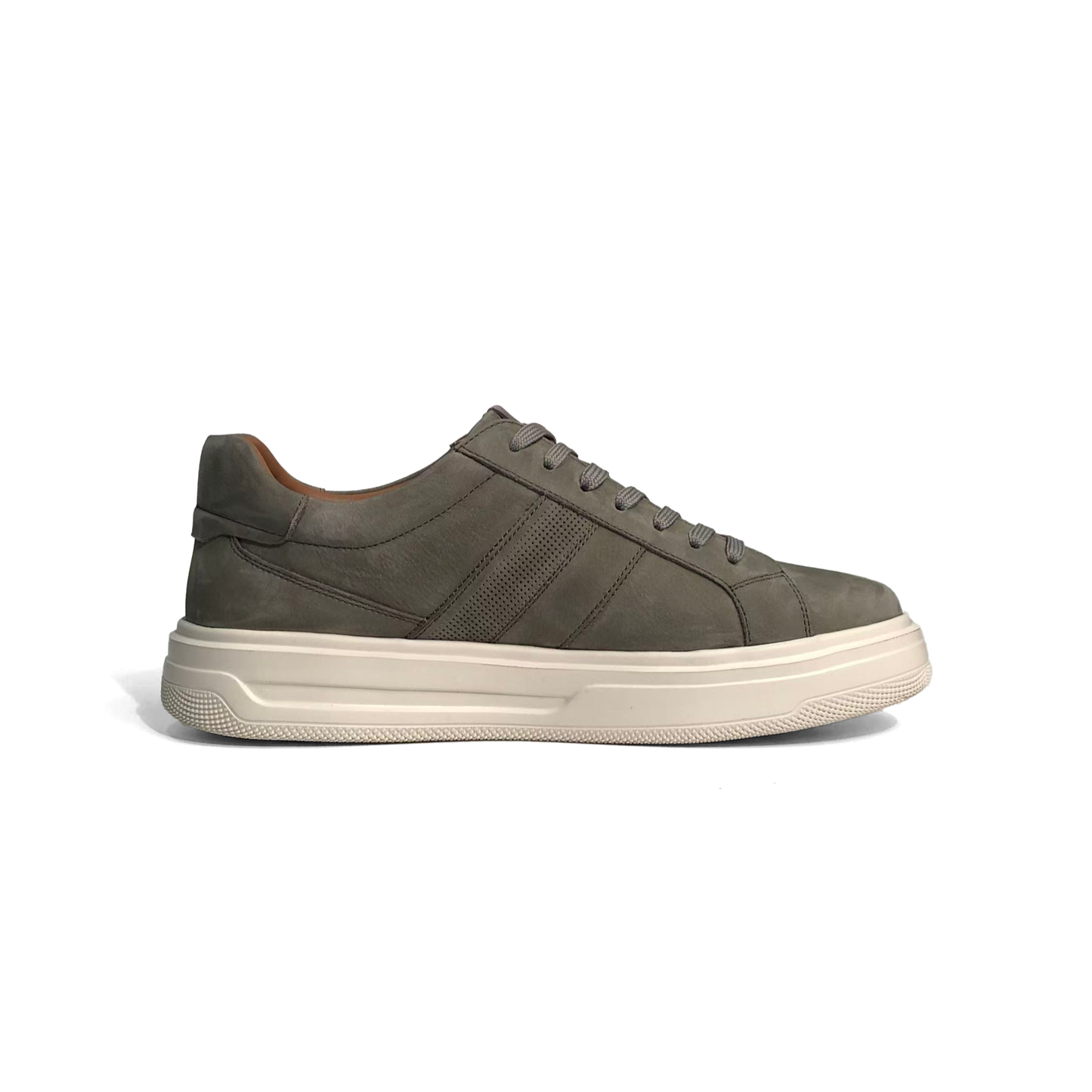 LAILE Matte Nubuck Perforated Stripe Platform Sneakers