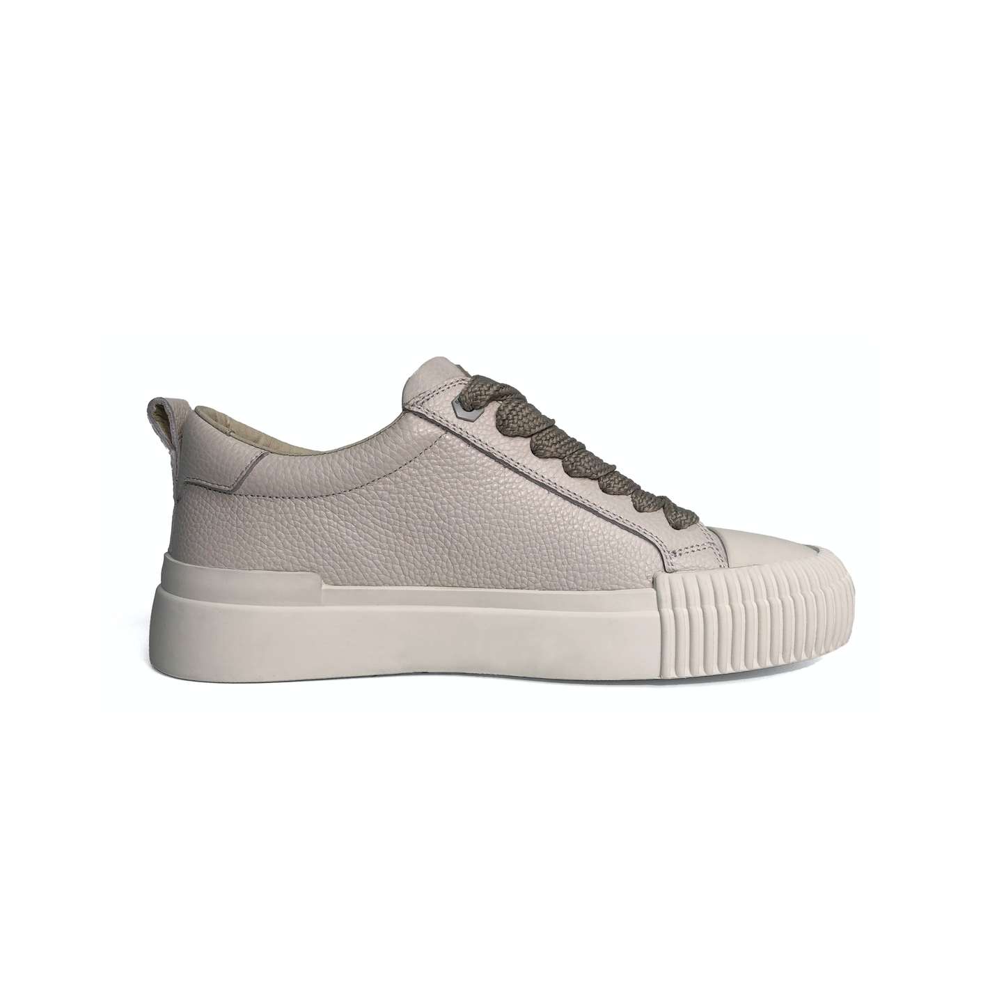 LAILE Pebble Grain Leather Ribbed Shell Toe Platform Skate Sneakers