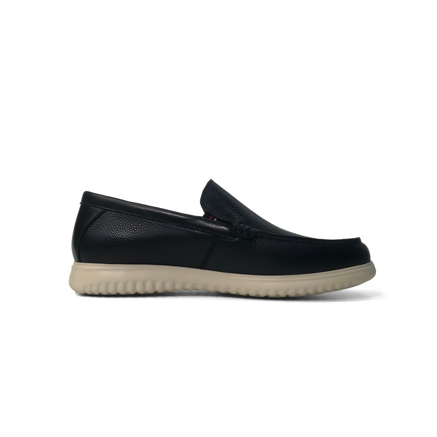 LAILE Dual Texture Perforated Penny Slip-On Loafers