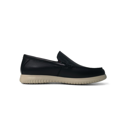LAILE Dual Texture Perforated Penny Slip-On Loafers