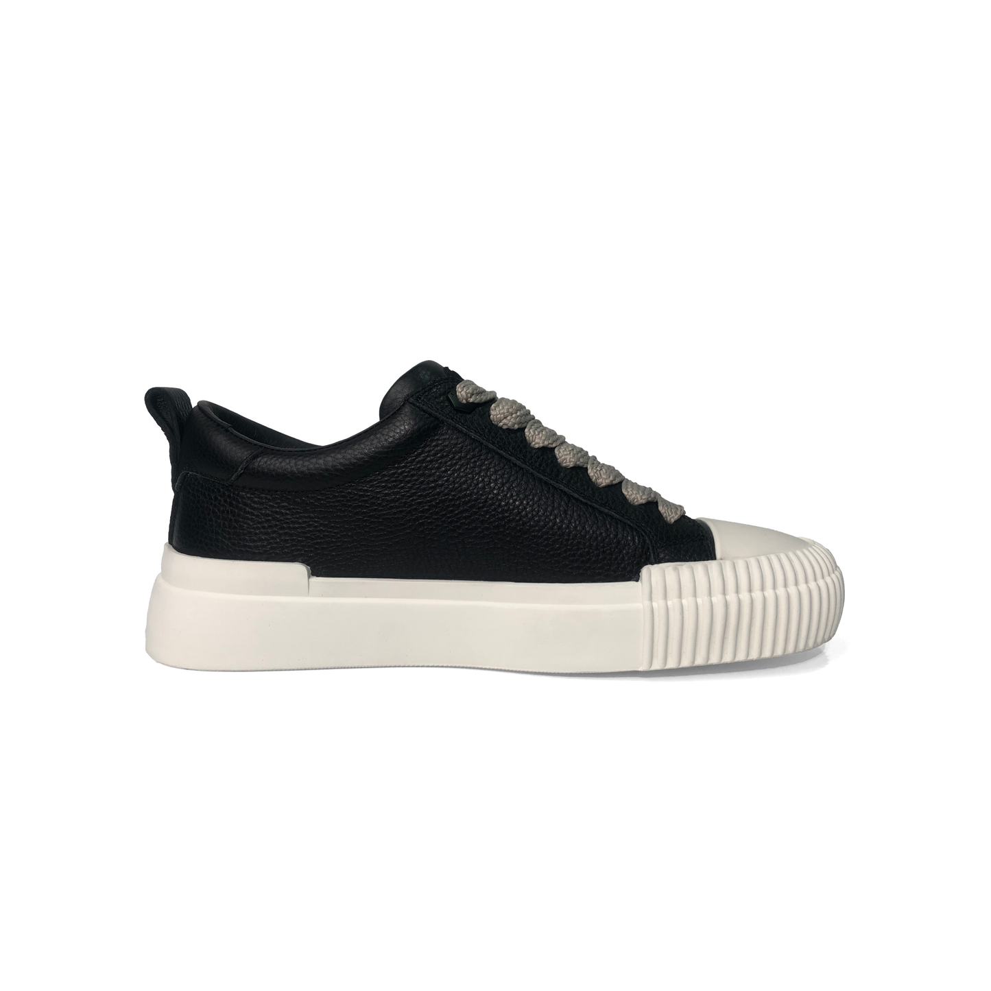 LAILE Pebble Grain Leather Ribbed Shell Toe Platform Skate Sneakers