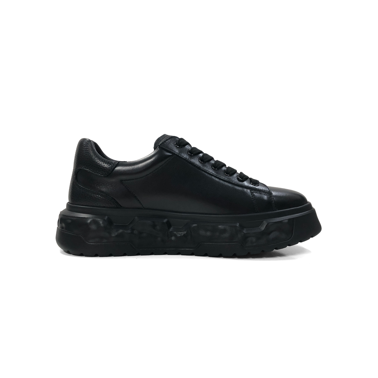 LAILE Full Grain Polished Leather Wavy Sculpted Platform Skate Sneakers