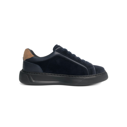LAILE Polished Full Grain & Matte Nubuck Hybrid Platform Skate Sneakers