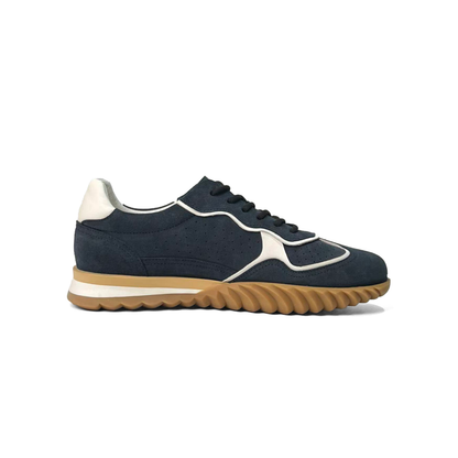 LAILE Contrast White Trim Perforated Suede Wave Gum Sole Retro Trainers